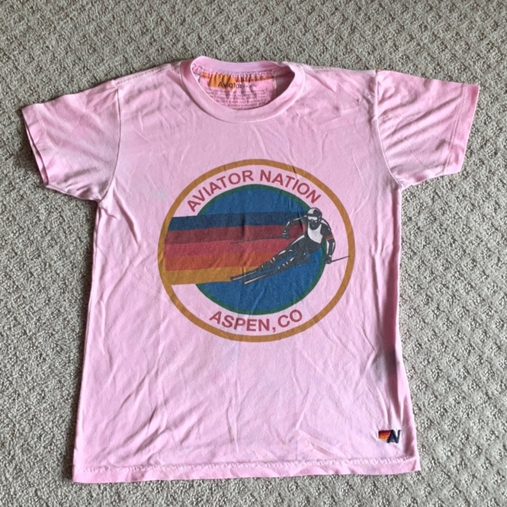 Aviator Nation size 10 kids aspen Colorado pink shirt
